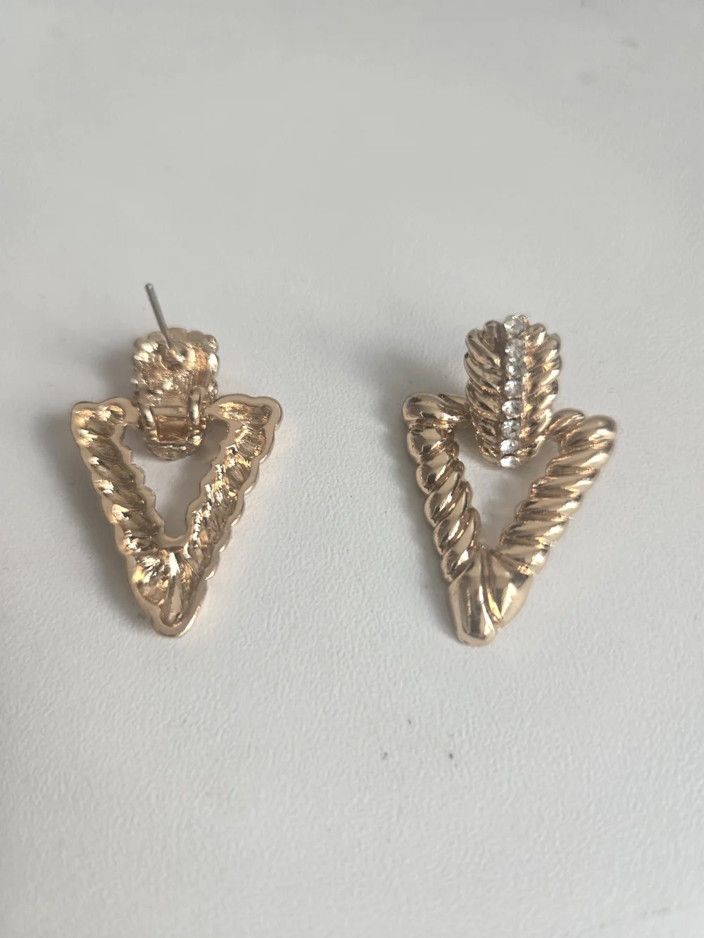 Gold-Tone Rope Triangle & Huggie Earring Set